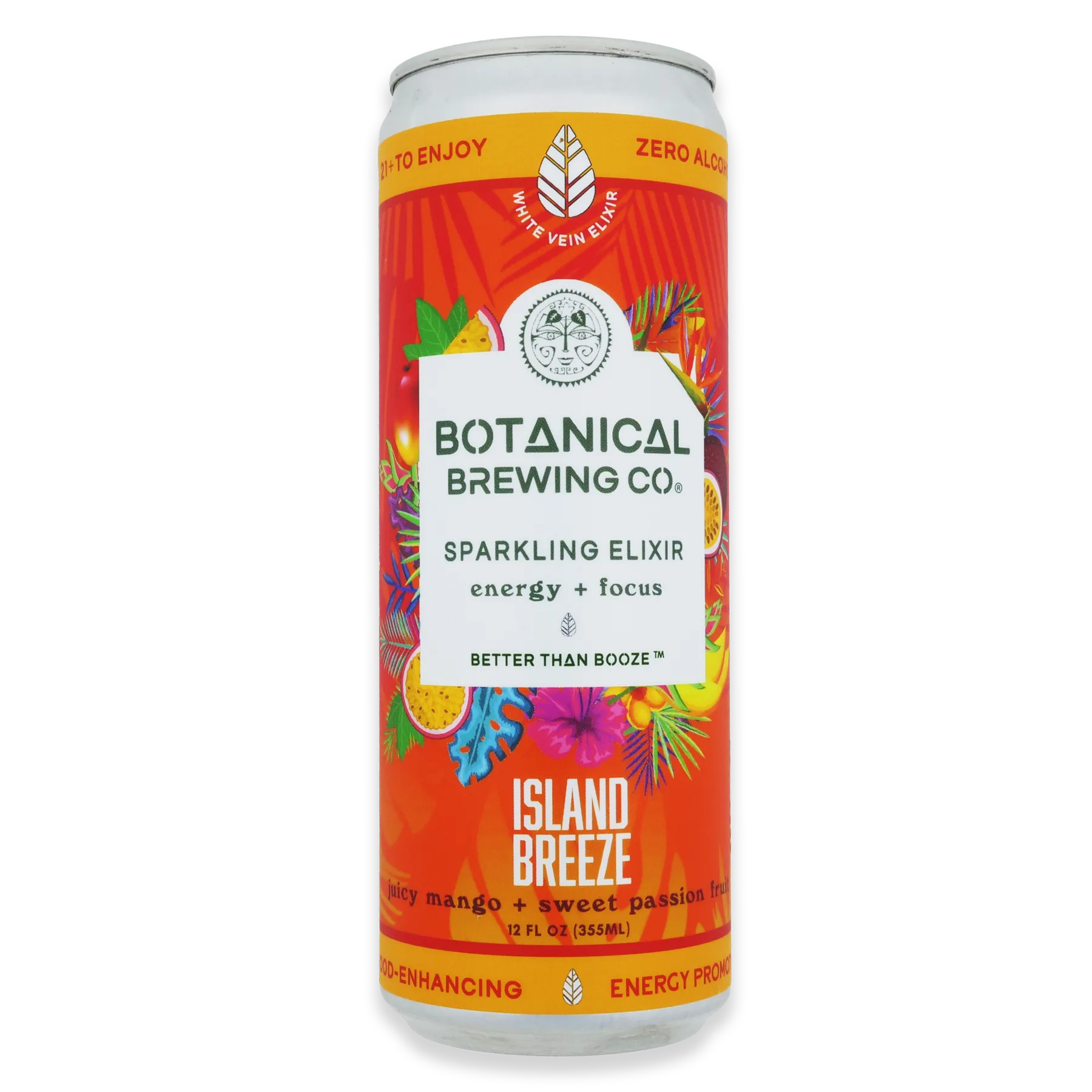 A can of Botanical Brewing's Island Breeze white kratom elixir